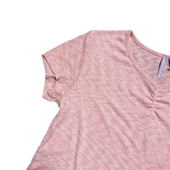 Good Luck Girl Vintage Pink Cinched Waterfall Tee L - Picture 2 of 9